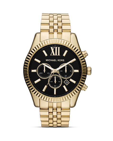 michael kors gold mens watches|oversized lexington gold tone watch.